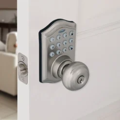 Honeywell Digital Entry Keypad Door Lock with Door in Satin Nickel, 8732301L