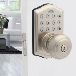Honeywell Digital Entry Keypad Door Lock with Door in Satin Nickel, 8732301L