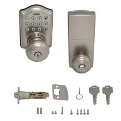 Honeywell Digital Entry Keypad Door Lock with Door in Satin Nickel, 8732301L