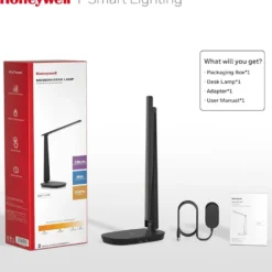 Honeywell Dimmable Small Desk Lamp with USB A+C Dual Charging Ports and Eye Protection, Black