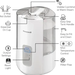 Honeywell Dual Comfort Cool + Warm Mist Humidifier - White, HWC775W