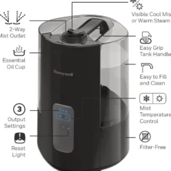 Honeywell Dual Comfort Cool + Warm Mist Humidifier - Black, HWC775B