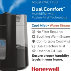 Honeywell Dual Comfort Cool + Warm Mist Humidifier - Black, HWC775B