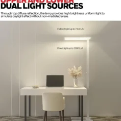 Honeywell Dual Light LED Eye Protection Floor Lamp, Natural Daylight, Modern Industrial Style - HWL-02E Pro