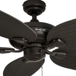 Honeywell Duvall Tropical Palm Leaf Indoor and Outdoor Ceiling Fan, Bronze, 52-Inch - 50201