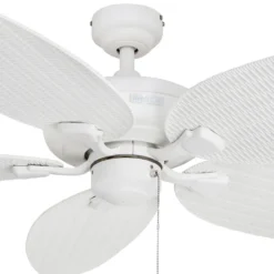 Honeywell Duvall Tropical Palm Leaf Indoor and Outdoor Ceiling Fan, White, 52-Inch - 50206