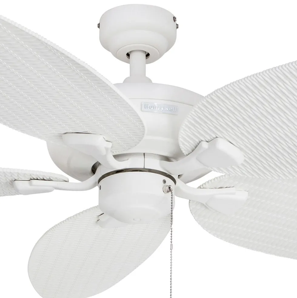 Honeywell Duvall Tropical Palm Leaf Indoor and Outdoor Ceiling Fan, White, 52-Inch - 50206