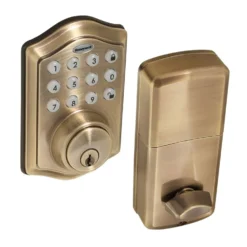 Honeywell Electronic Deadbolt Door Lock with Keypad in Antique Brass, 8712109