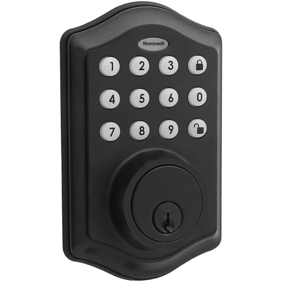 Honeywell Electronic Entry Deadbolt Door Lock, Matte Black, 8712509