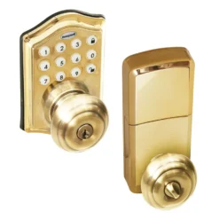 Honeywell Electronic Entry Knob Door Lock with Keypad in Polished Brass, 8732001