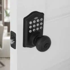 Honeywell Electronic Entry Knob Door Lock, Matte Black, 8732501