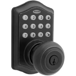 Honeywell Electronic Entry Knob Door Lock, Matte Black, 8732501