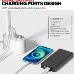 Honeywell Foldable Modern Desk Lamp with USB A+C Charging Port and Eye Protection, White - HWT-H01W