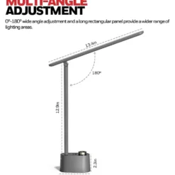Honeywell Foldable Modern Office Table Lamp with USB A+C Charging Port and Eye Protection, Gray - HWT-H01G
