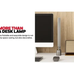 Honeywell Foldable Modern Office Table Lamp with USB A+C Charging Port and Eye Protection, Gray - HWT-H01G