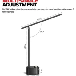 Honeywell Foldable Modern Table Lamp with USB A+C Charging Port and Eye Protection, Black - HWT-H01