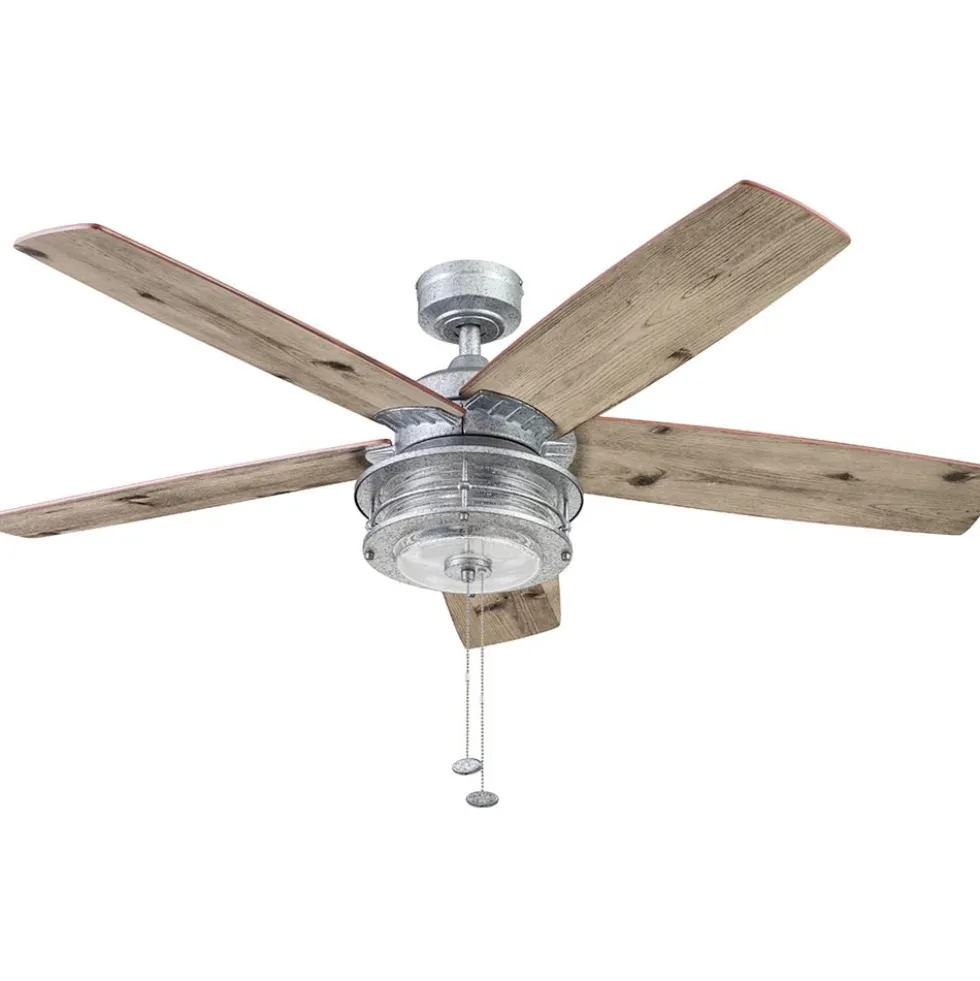 Honeywell Foxhaven Indoor and Outdoor Ceiling Fan, Galvanized, 52-Inch - 51632
