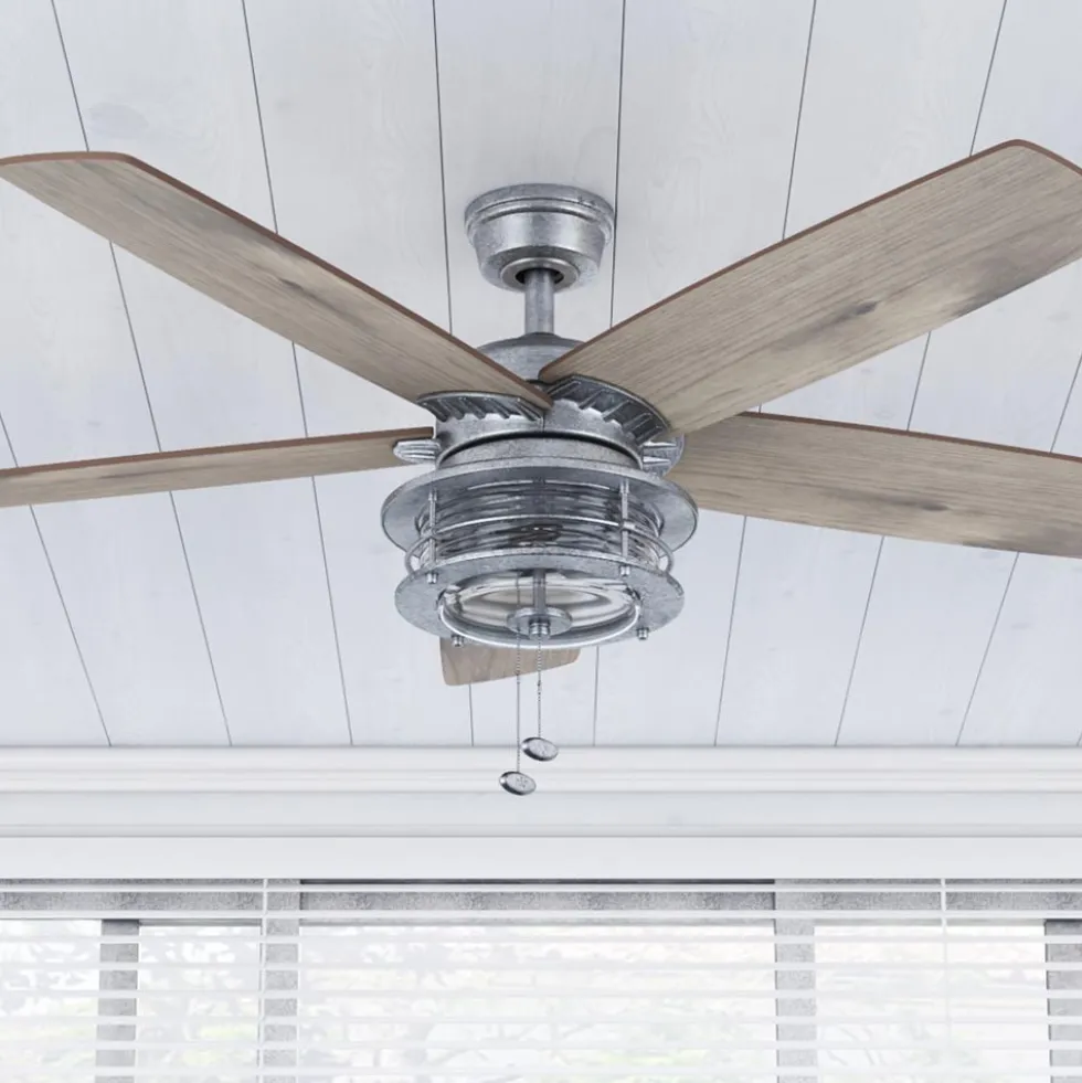 Honeywell Foxhaven Indoor and Outdoor Ceiling Fan, Galvanized, 52-Inch - 51632