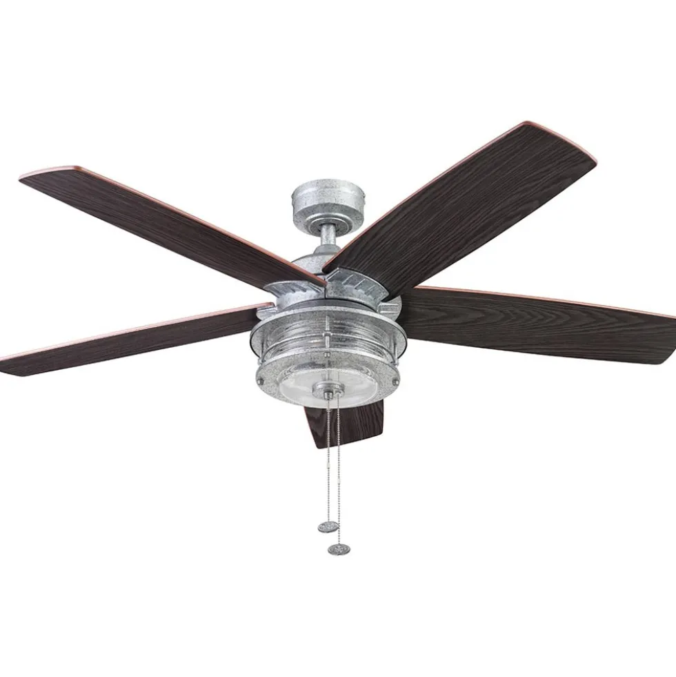 Honeywell Foxhaven Indoor and Outdoor Ceiling Fan, Galvanized, 52-Inch - 51632