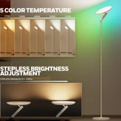 Honeywell F2 Torchiere Tall Standing Ambient Floor Lamp with 6 RGB Color Modes