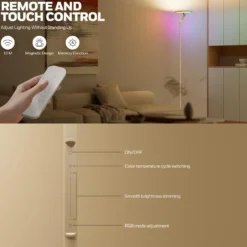 Honeywell F2 Torchiere Tall Standing Ambient Floor Lamp with 6 RGB Color Modes