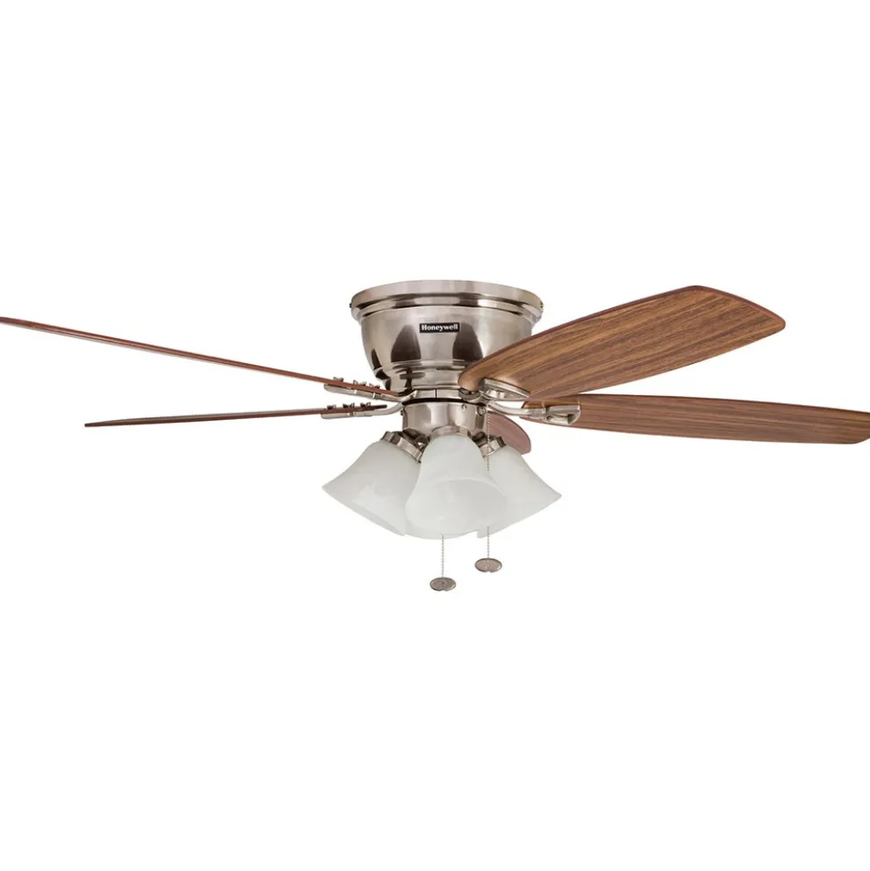 Honeywell Glen Alden Indoor Ceiling Fan with 4 Lights, Brushed Nickel, 52-Inch - 50182