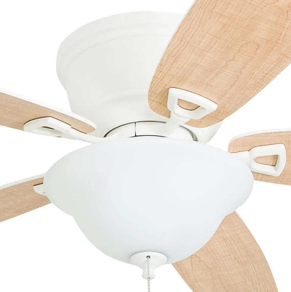 Honeywell Glen Alden Low Profile Ceiling Fan with Bowl Light, White, 52-Inch - 50518