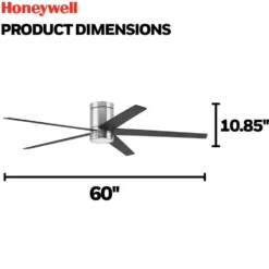 Honeywell Graceshire Ceiling Fan with Light, 60 Inch, Brushed Nickel - 53053