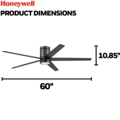 Honeywell Graceshire Ceiling Fan with Light, 60 Inch, Matte Black - 53052