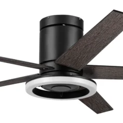 Honeywell Graceshire Contemporary Ceiling Fan with LED Ring Light, Dual Finish Blades and Reversible Motor - 52 Inch, Matte Black