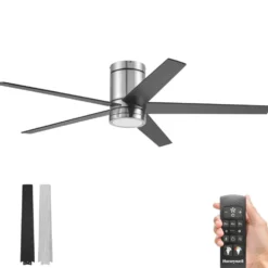 Honeywell Graceshire Indoor Flush Mount Ceiling Fan, Brushed Nickel, 52-Inch - 51860