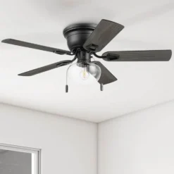 Honeywell Halle 42 Inch Indoor Matte Black Ceiling Fan with Light & Pull Chain - 53044