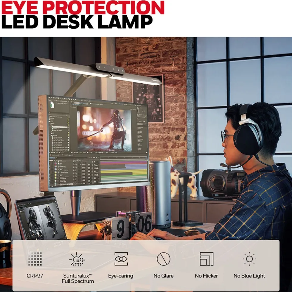 Honeywell HJ1 Sunturalux Eye-Caring Desk Lamp with Clamp for Flat Edges, HWT-HJ1