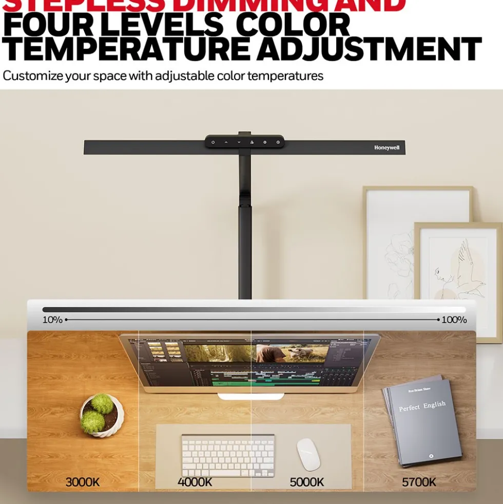 Honeywell HJ1 Sunturalux Eye-Caring Desk Lamp with Clamp for Flat Edges, HWT-HJ1
