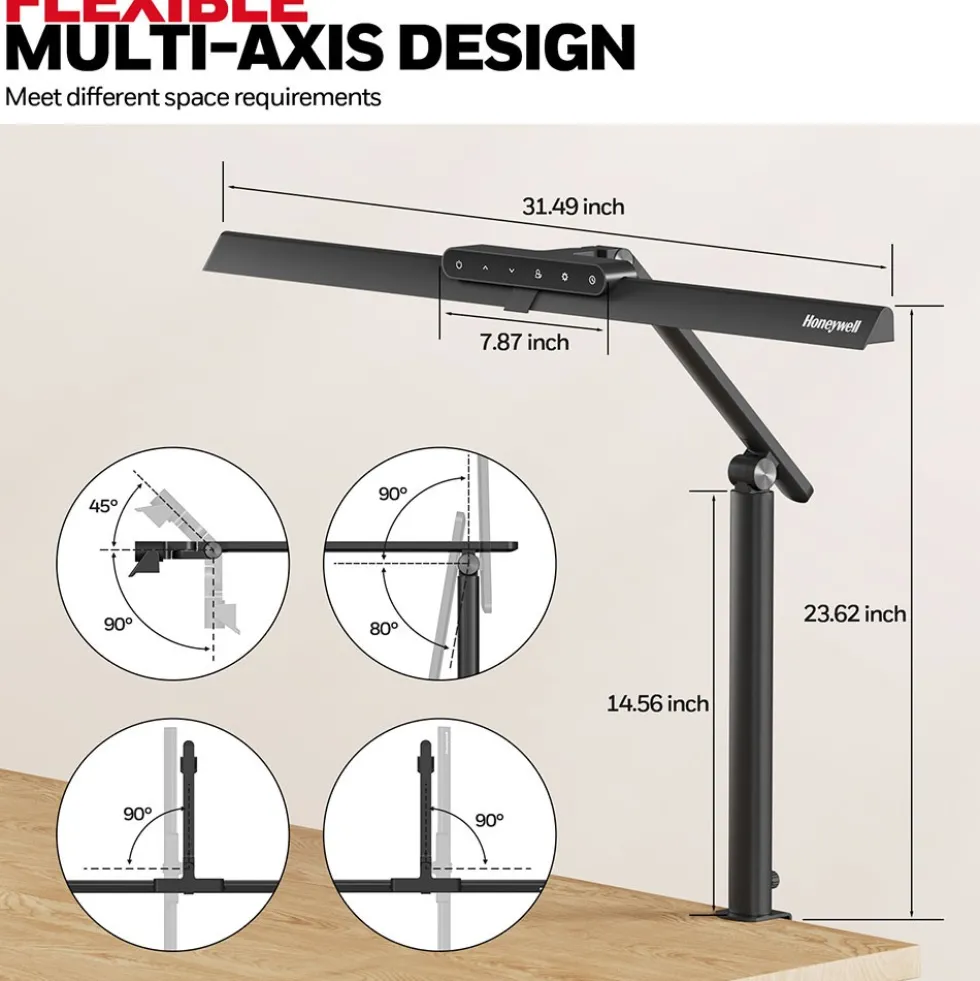 Honeywell HJ1 Sunturalux Eye-Caring Desk Lamp with Clamp for Flat Edges, HWT-HJ1