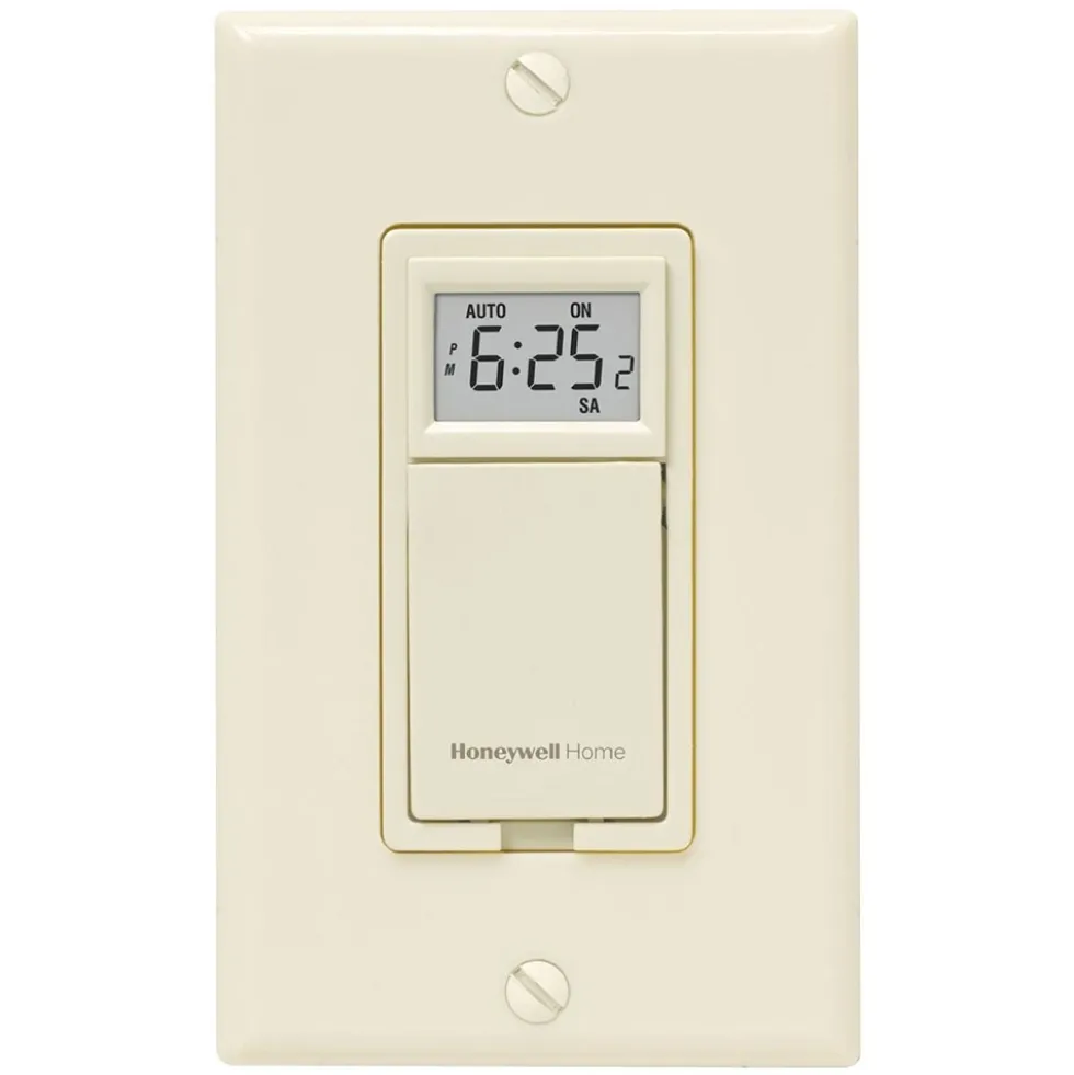 Honeywell Home 7-Day Programmable Light Switch Timer - RPLS731B, Almond