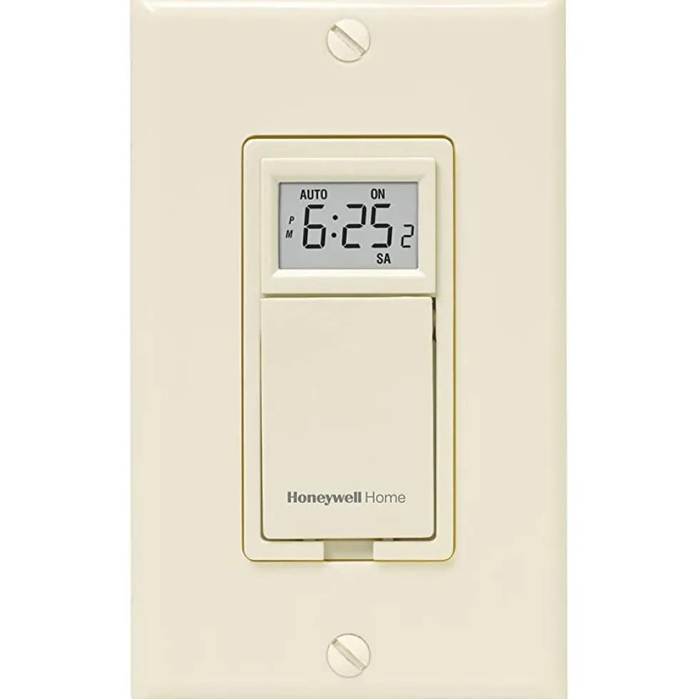 Honeywell Home Programmable Light Switch Timer, 40 Watt Minimum Lights Only - RPLS531A, Almond