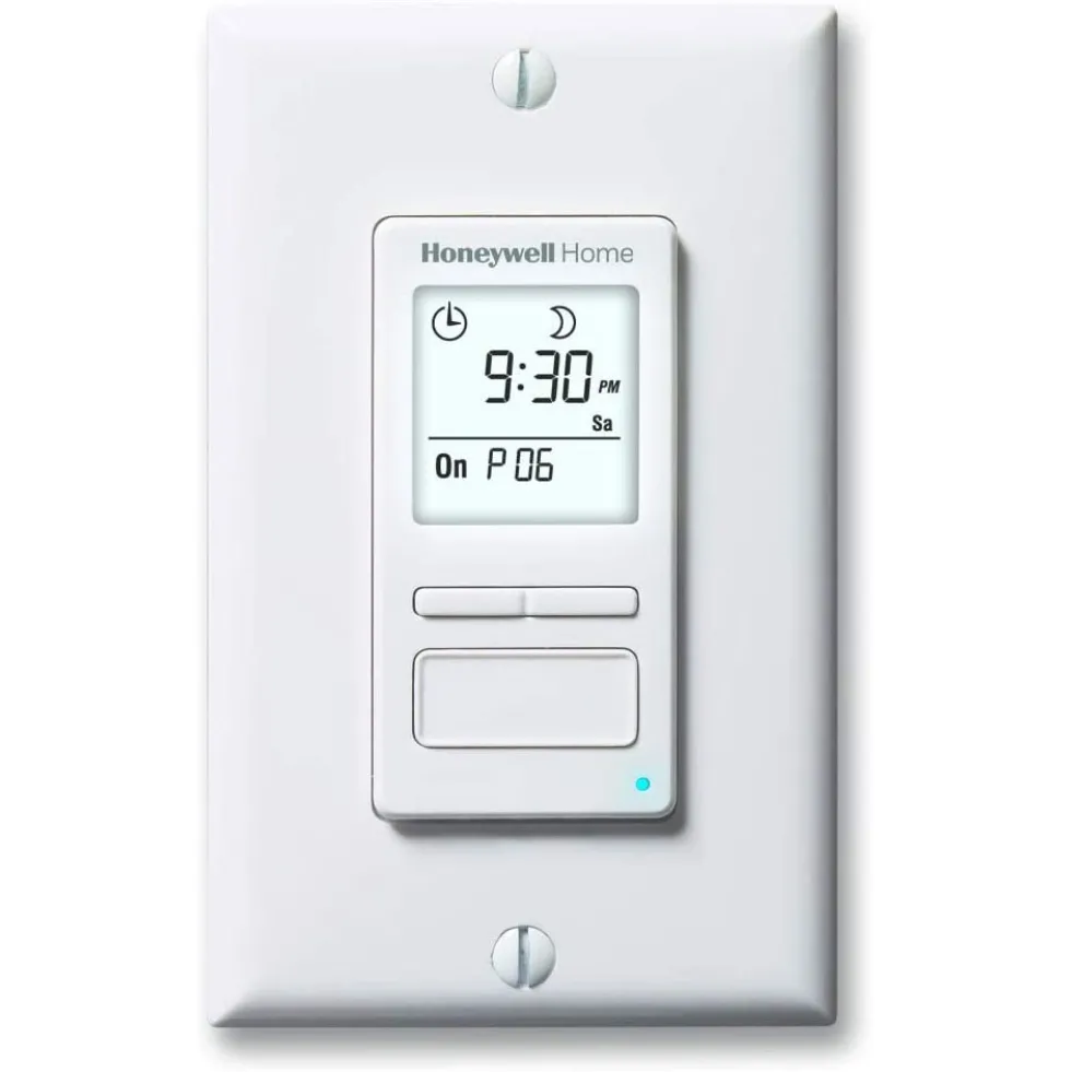 Honeywell Home Solar 7 Day Programmable Light Switch Timer, Sunset to Sunrise - RPLS740B, White