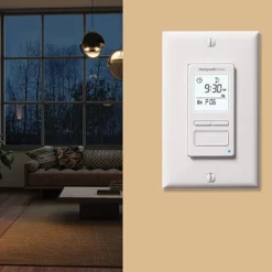 Honeywell Home Solar 7 Day Programmable Light Switch Timer, Sunset to Sunrise - RPLS740B, White