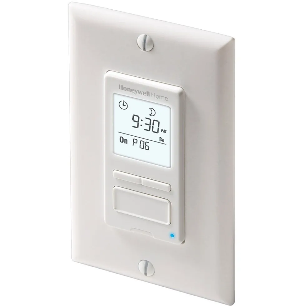 Honeywell Home Solar Programmable Light Switch Timer, 40 Watt Minimum Lights Only - RPLS540A, White