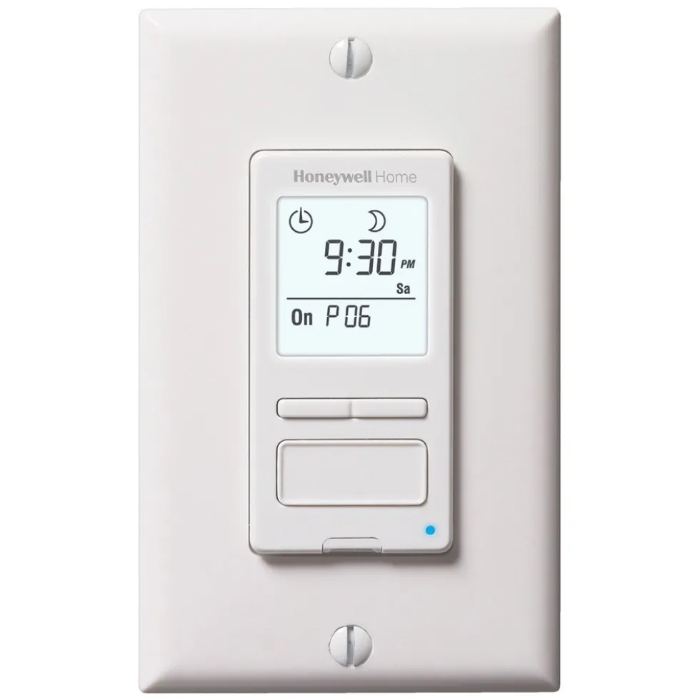 Honeywell Home Solar Programmable Light Switch Timer, 40 Watt Minimum Lights Only - RPLS540A, White