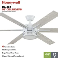 Honeywell Kaliza Ceiling Fan, Bright White, 56-Inch - 51477