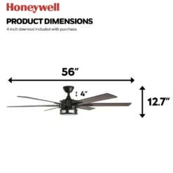 Honeywell Kaliza Indoor Ceiling Fan, Espresso, 56-Inch - 51036