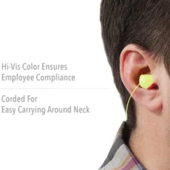 Honeywell Laser Lite High Visibility Corded Foam Earplugs, 100 Pack