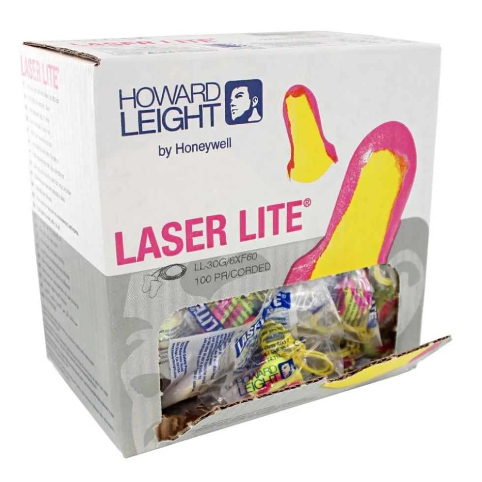 Honeywell Laser Lite High Visibility Corded Foam Earplugs, 100 Pack