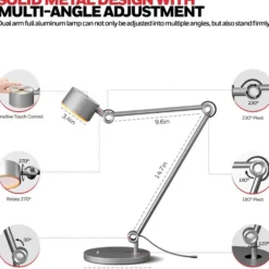 Honeywell LED Adjustable Metal Desk Lamp with Touch Controls and Eye Protection - HWT-01A