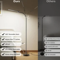 Honeywell LED Floor Lamp, F4 Sunturalux Gooseneck Reading Light, Black - F4BK