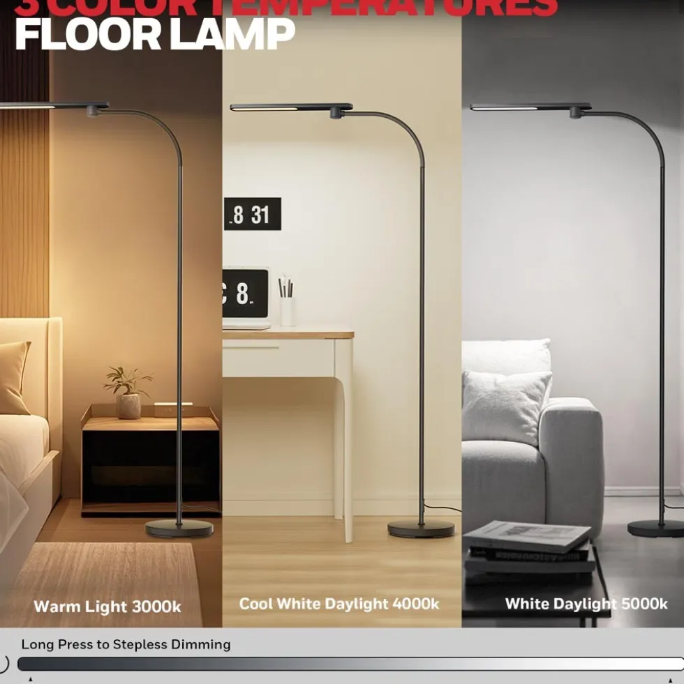 Honeywell LED Floor Lamp, F4 Sunturalux Gooseneck Reading Light, Black - F4BK
