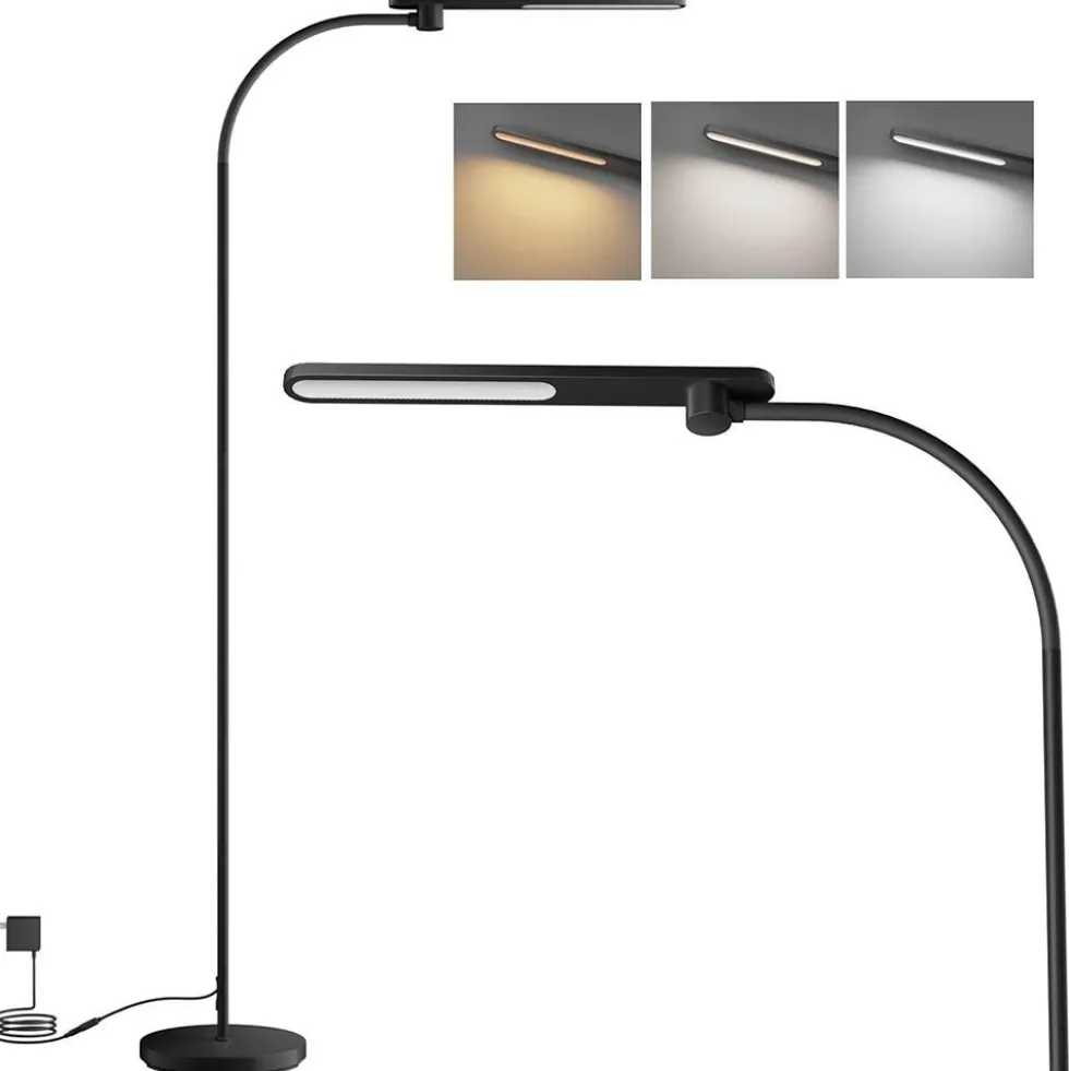 Honeywell LED Floor Lamp, F4 Sunturalux Gooseneck Reading Light, Black - F4BK