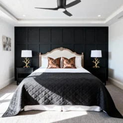 Honeywell Lynton Covered Outdoor Ceiling Fan with Light, 52 Inch, Matte Black - 53060